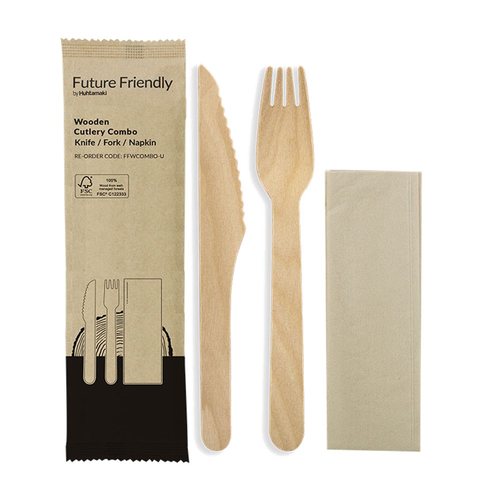 Cutlery Set PC Wooden Fork/Knife/Napkin 250s