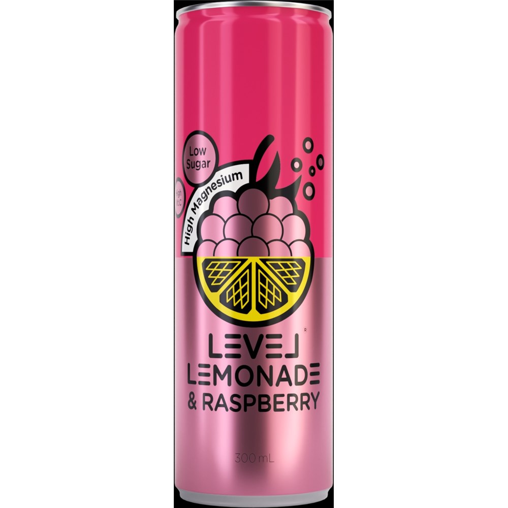Level Lemonade Raspberry can 300ml x12