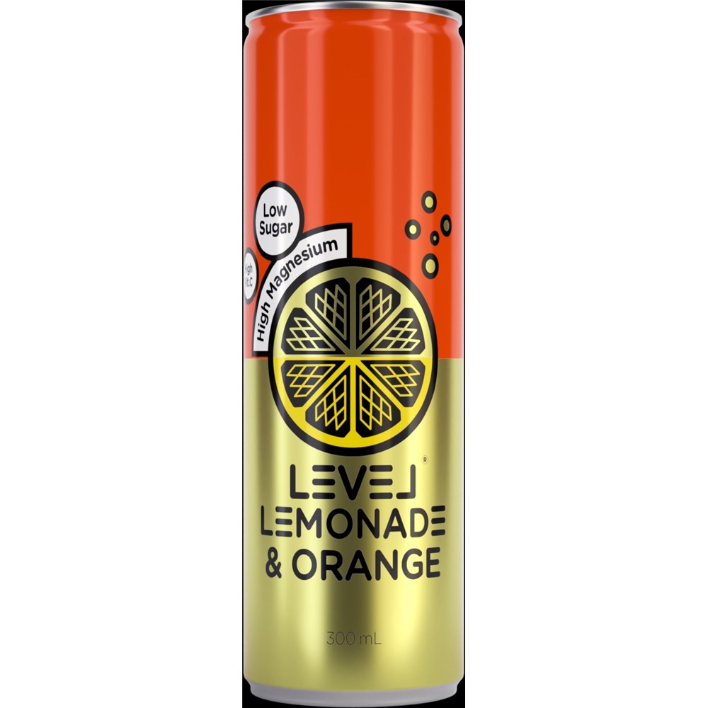 Level Lemonade Orange can 300ml x12