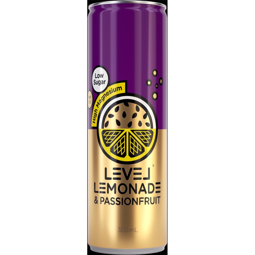 Level Lemonade Passionfruit can 300ml x12