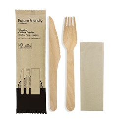 Cutlery Set PC Wooden Fork/Knife/Napkin 250s